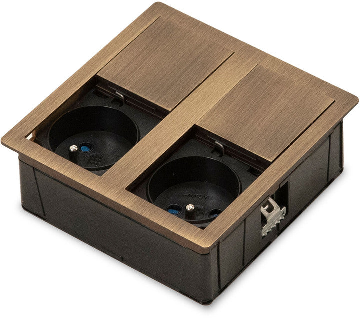 Prise carrée à encastrer TSUNO coloris Cuivre 2 prises