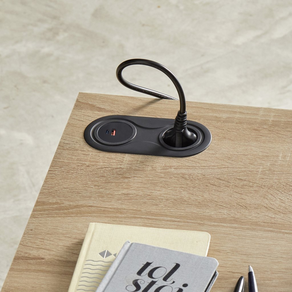 Bloc prises INFINI sans clapet - Finition Noir - 1 prise 16A-230V-3680W maxi + USB-A + USB-C