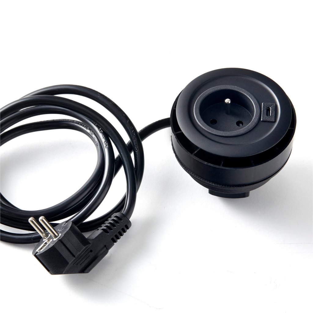 Bloc prise + USB-C DOT sans clapet- Affleurant -Finition Noir mat- 16A - 230V -2P+1T