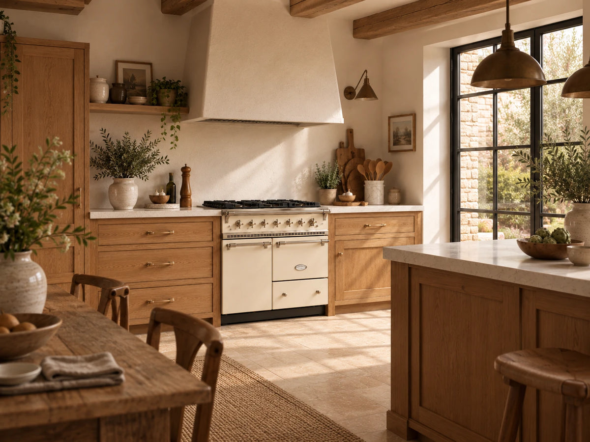 Piano de cuisson Lacanche Bussy Classic 90 cm intégré dans une cuisine sur mesure
