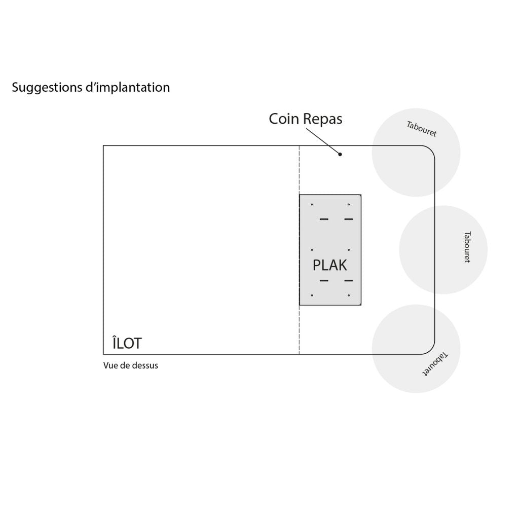 Prolongateur de plan de travail et de snack PLAK - 450x250mm - Finition noir mat