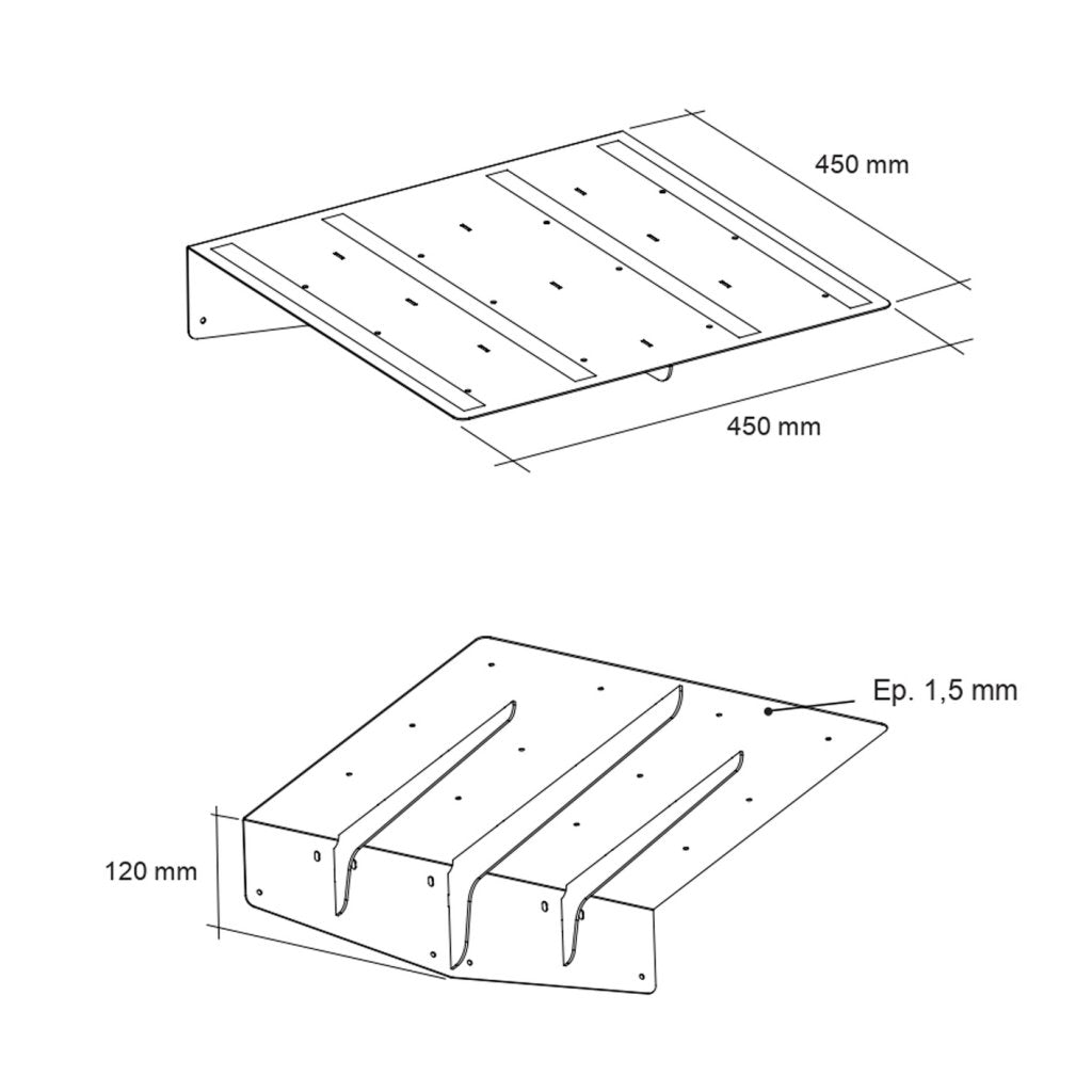 Prolongateur de plan de travail et snack 'PLAK' - 450x450mm - Finition noir mat