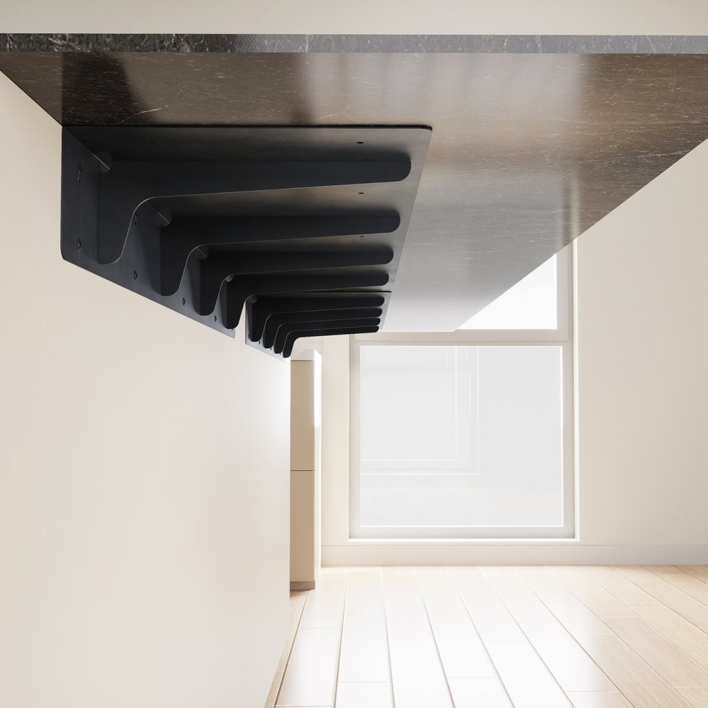 Prolongateur de plan de travail 'PLAK' - 950x250 - En acier laqué noir mat