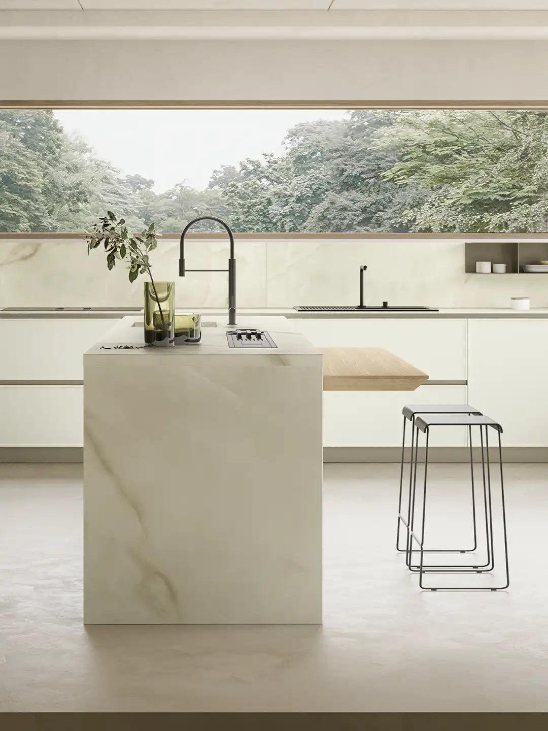 Détail de la cuisine QUADRO, porte à cadre en laque mate - ARMONY