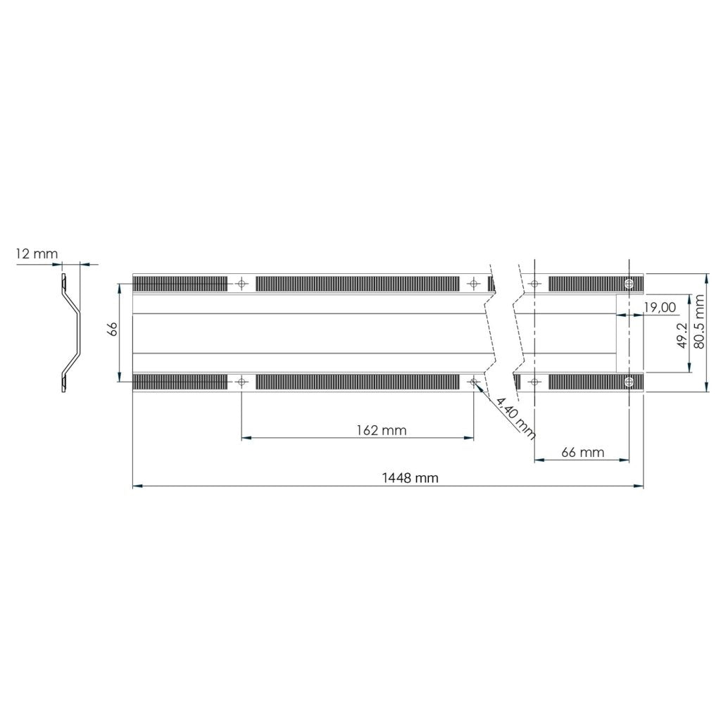 Raidisseur de plan de travail-Finition acier zingué- L.1448mm-Ep.2mm