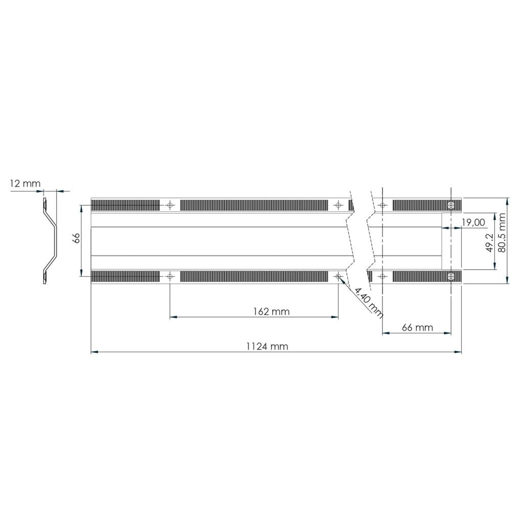 Raidisseur de plan de travail-Finition blanc mat- L.1124mm-Ep.2mm