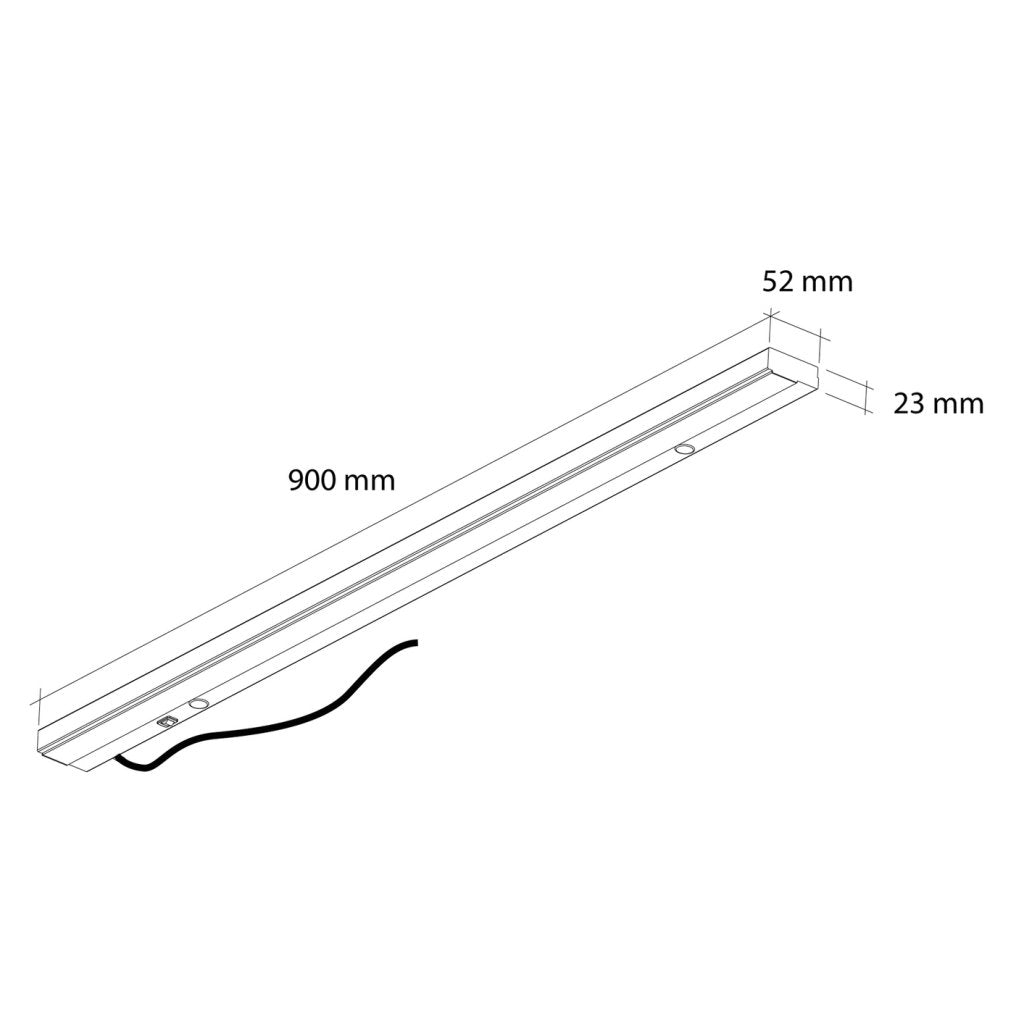 Réglette LED (900x45x20) avec interrupteur à bascule - finition noir mat - puissance 16W / 1600lm - 3000K