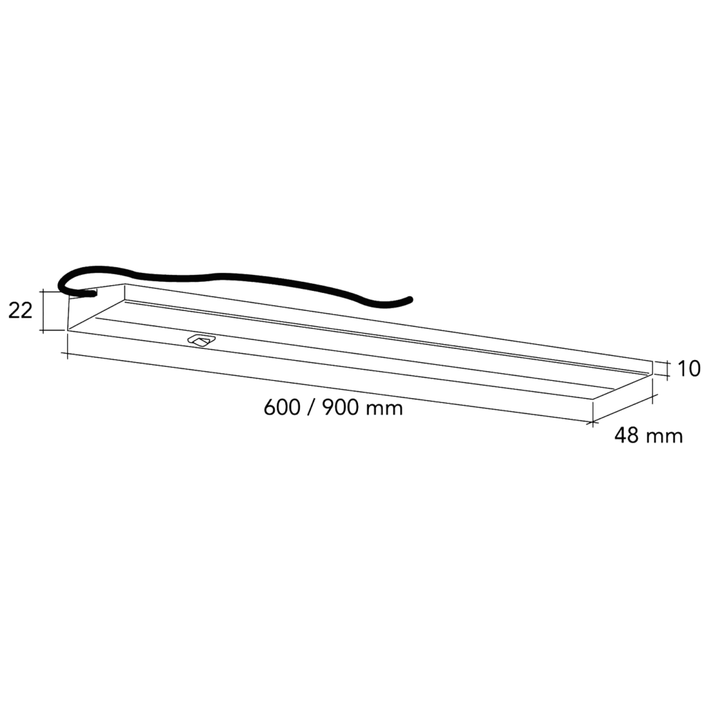 Réglette LED de 900mm de long avec interrupteur à bascule et convertisseur intégré - finition inox brossé - puissance 15,4W / 1280lm - 230VAC - 4000K