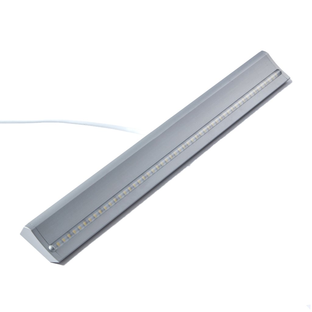 Réglette LED WAVE faible consommation (500x50.7x16.5mm) avec convertisseur intégré- sans interrupteur- finition aluminium anodisé- Puissance 3.5W/373lm- 230VAC- 4000K