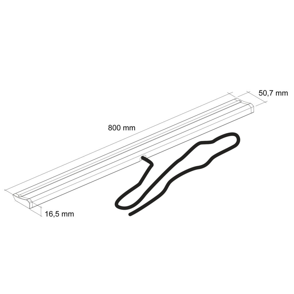 Réglette LED WAVE faible consommation (800x50.7x16.5) avec convertisseur intégré- Sans interrupteur- Finition aluminium anodisé- Puissance 4.6W/530Lm- 230VAC-4000K