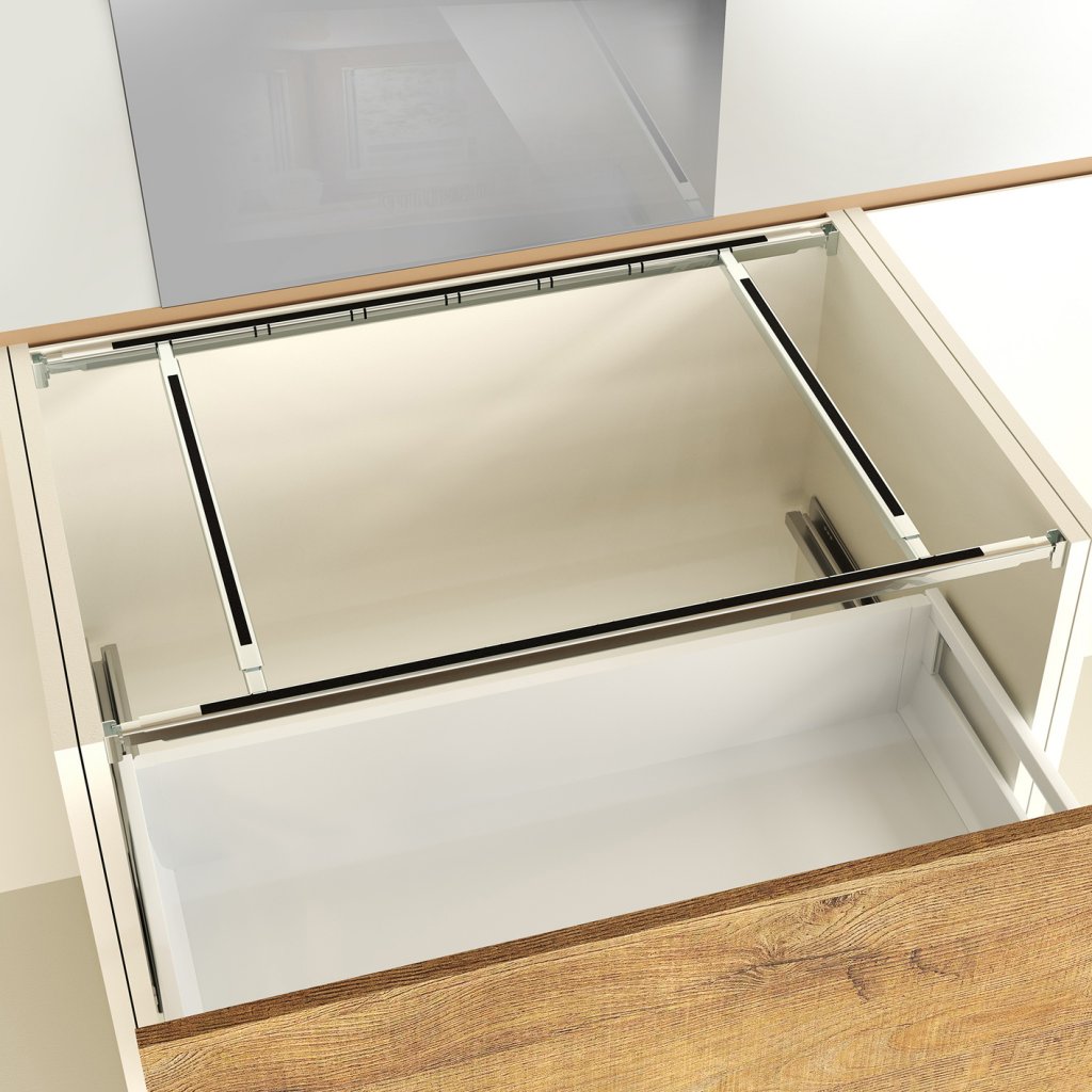 Renfort de plan de travail FORZA-Kit composé de 2 Longerons, 2 Traverses et 4 supports- Pour meuble de 1000mm-Finition acier zingué