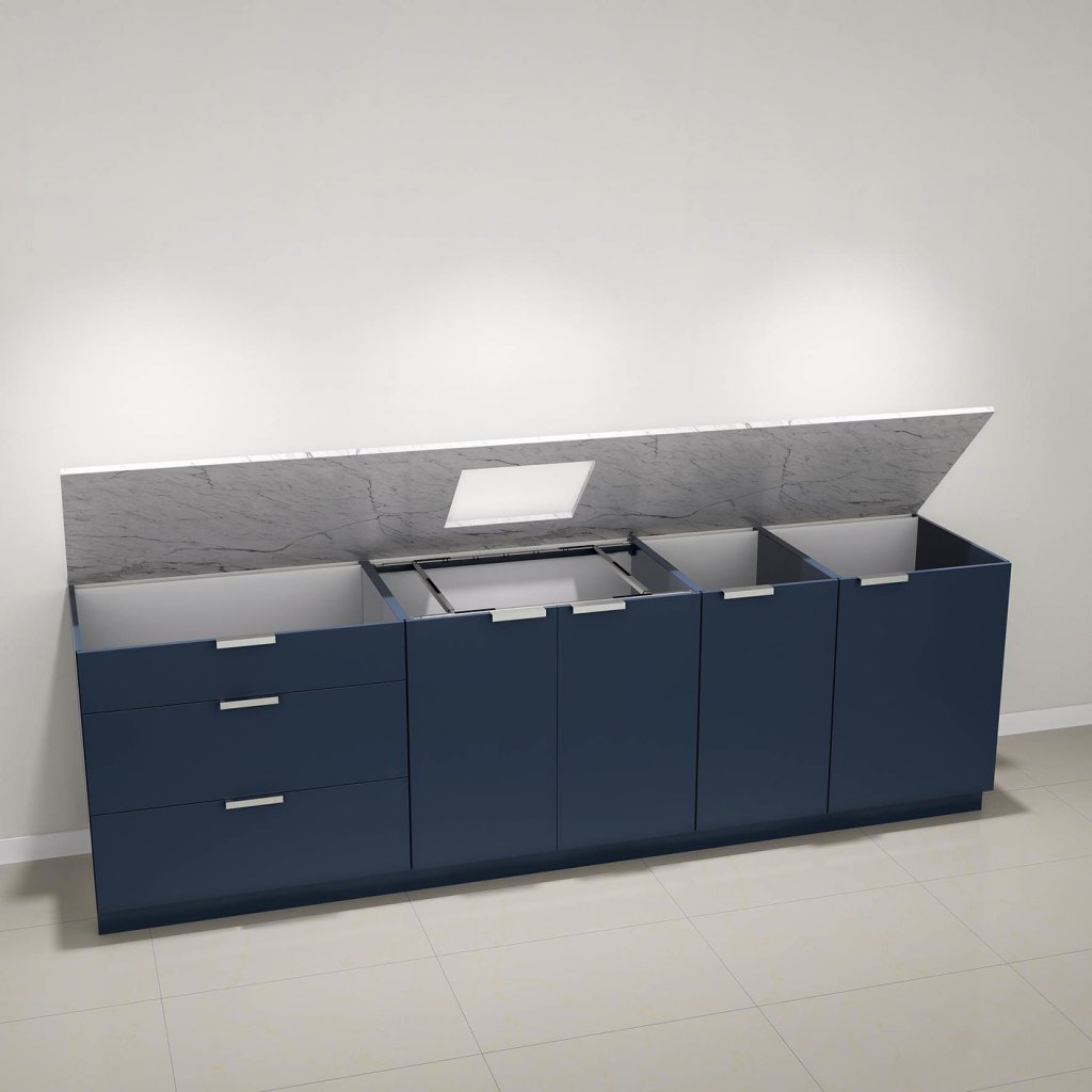 Renfort de plan de travail FORZA+ -Kit composé de 2 Longerons, 2 Traverses et 4 supports- Pour meuble de 900mm-Finition acier zingué