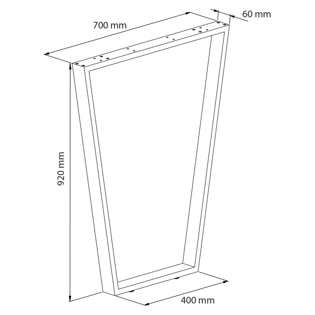 Pied trapèze - H. 920mm - finition inox brossé