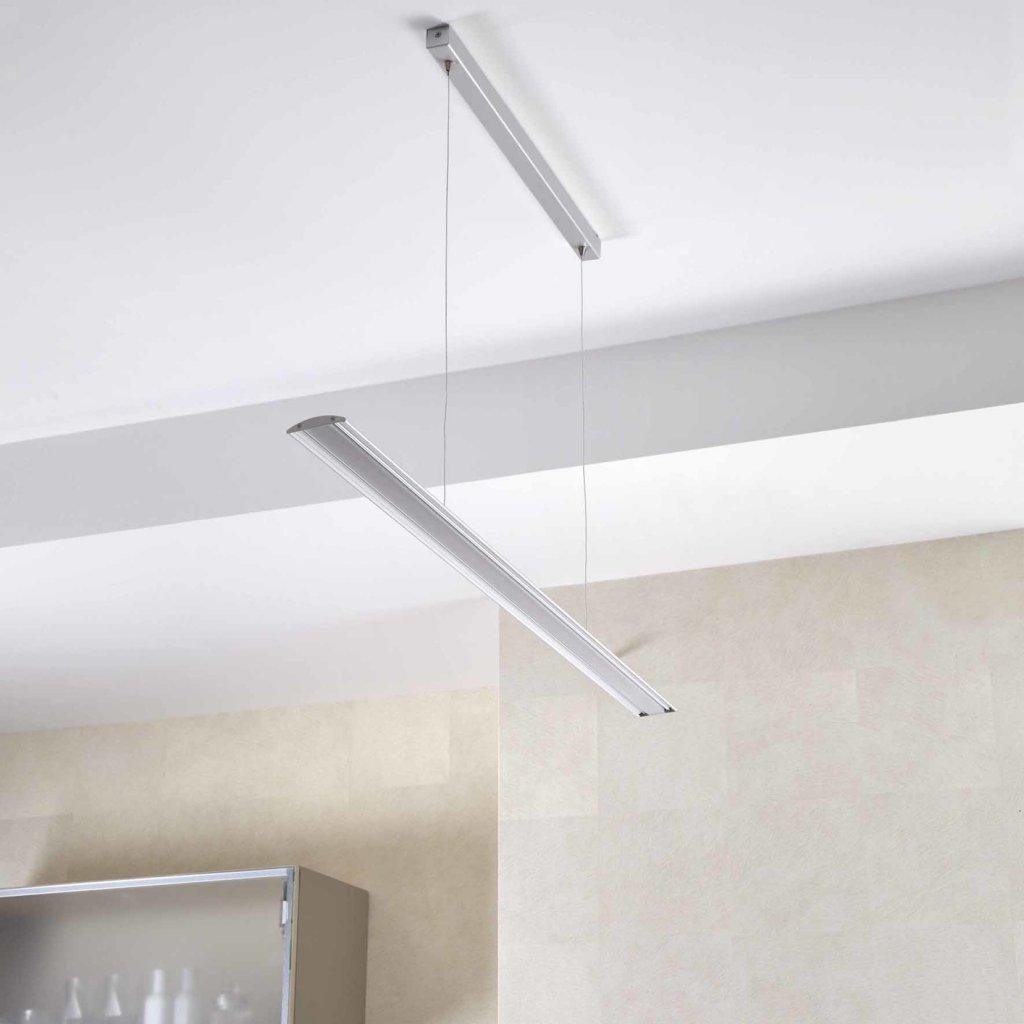 Suspension LED 1200mm avec convertisseur intégré - hauteur ajustable - finition aluminium - puissance 21W / 1920lm - 240VAC - 3000K
