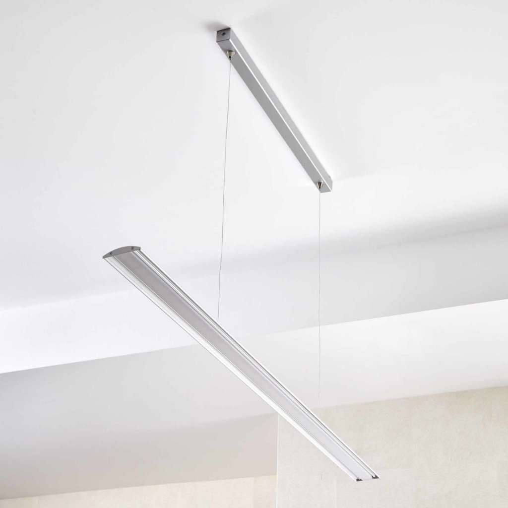 Suspension LED 1200mm avec convertisseur intégré - hauteur ajustable - finition aluminium - puissance 21W / 1920lm - 240VAC - 3000K