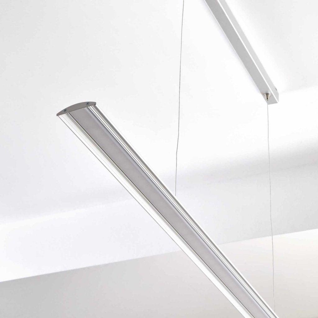 Suspension LED 1200mm avec convertisseur intégré - hauteur ajustable - finition aluminium - puissance 21W / 1920lm - 240VAC - 3000K