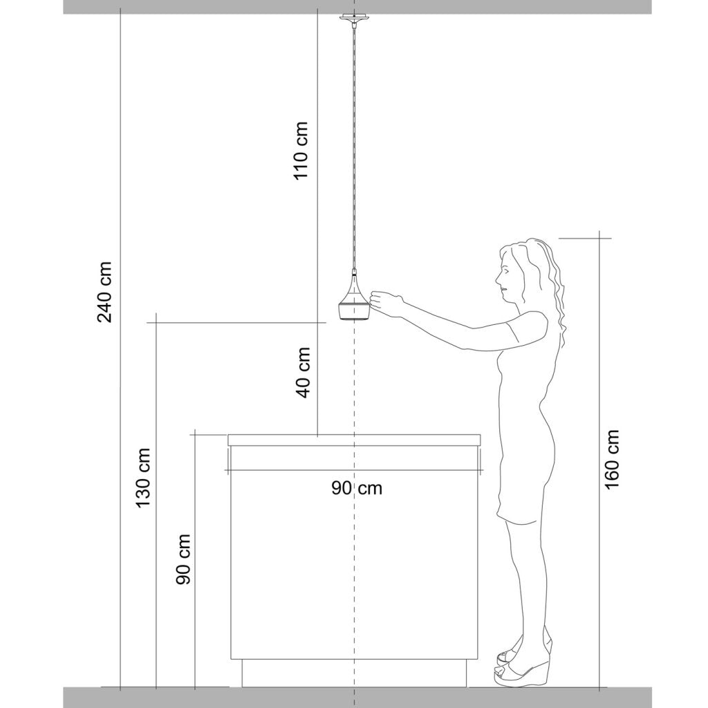 Suspension prise MERCURY incluant un éclairage LED équipé d'un interrupteur tactile avec variateur d'intensité (8W / 210lm - 4000k) - finition noir mat - collerette cuivre mat - hauteur de câble réglable - 16A - 230V - 2P+T