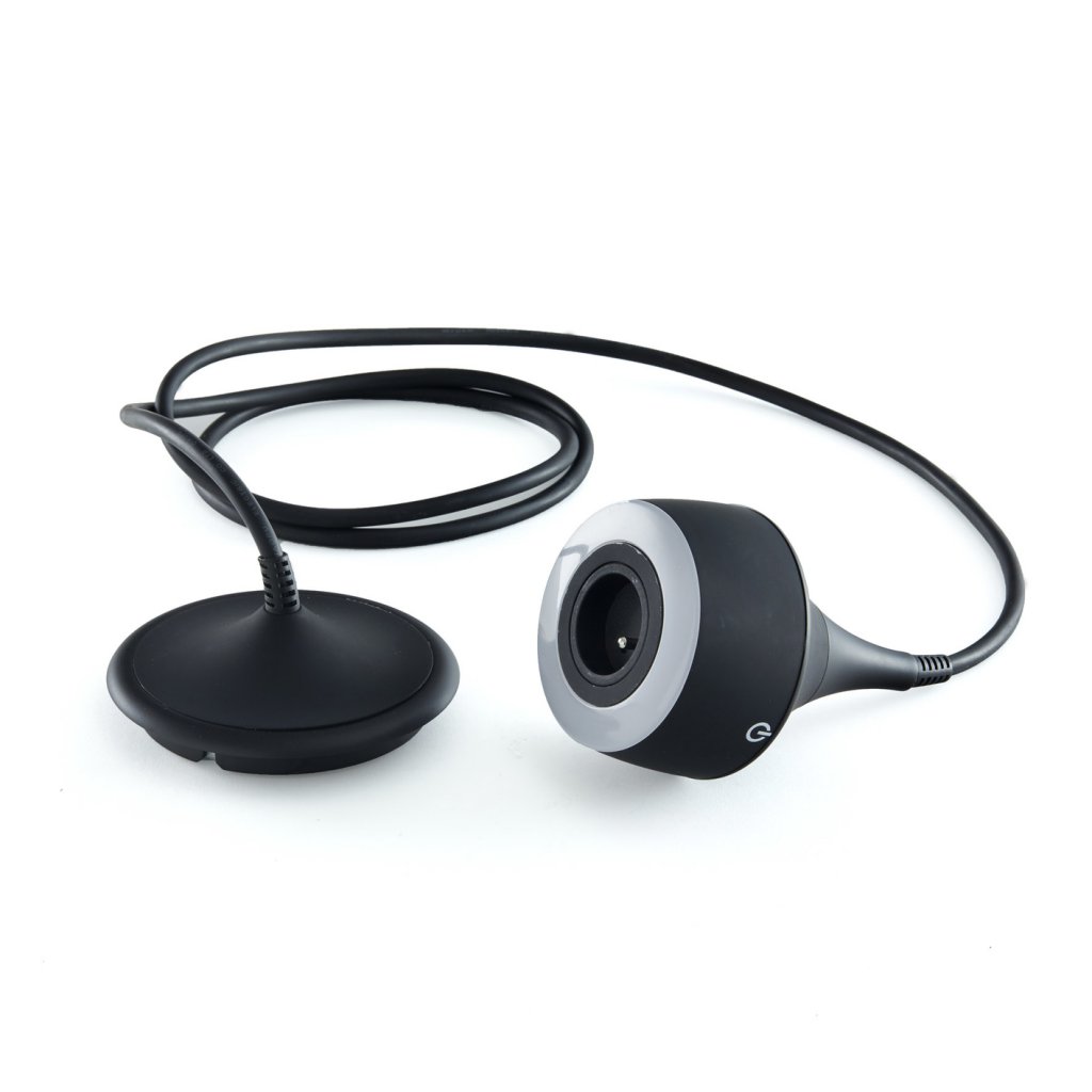 Suspension prise MERCURY incluant un éclairage LED équipé d'un interrupteur tactile avec variateur d'intensité (8W / 210lm - 4000k) - finition noir mat - collerette noir mat - hauteur de câble réglable - 16A - 230V - 2P+T