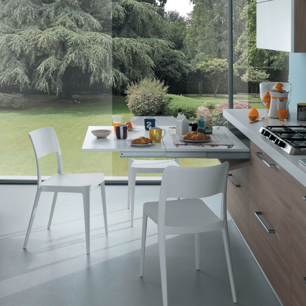 Table escamotable en mélaminé blanc pour tiroir de 900mm