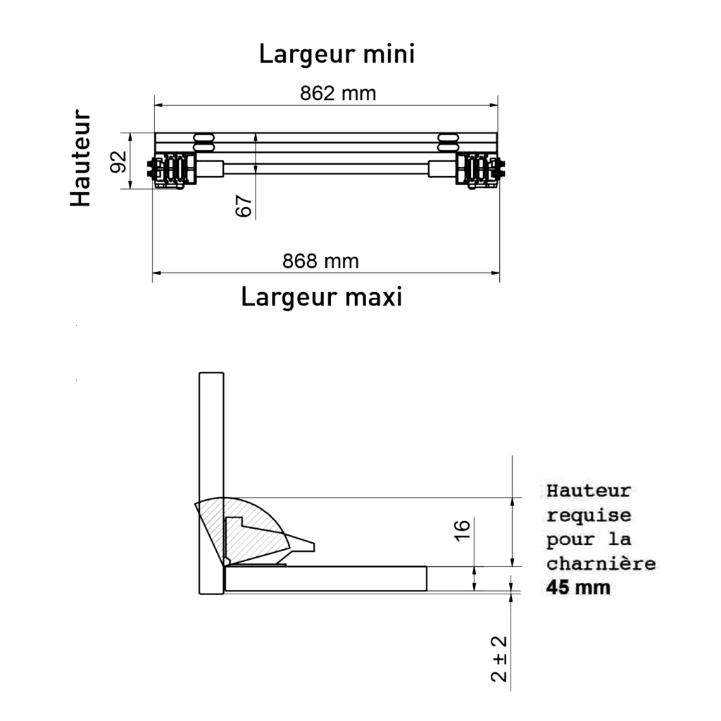 Table escamotable en mélaminé blanc pour tiroir de 900mm