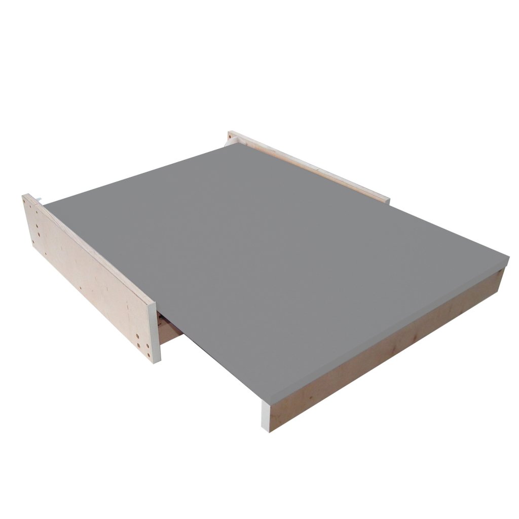 Table escamotable pour meuble de 600mm - 560 x 800mm-Encombrement 560x 500 mm (repliée)- finition gris aluminium - Hailo Rapid