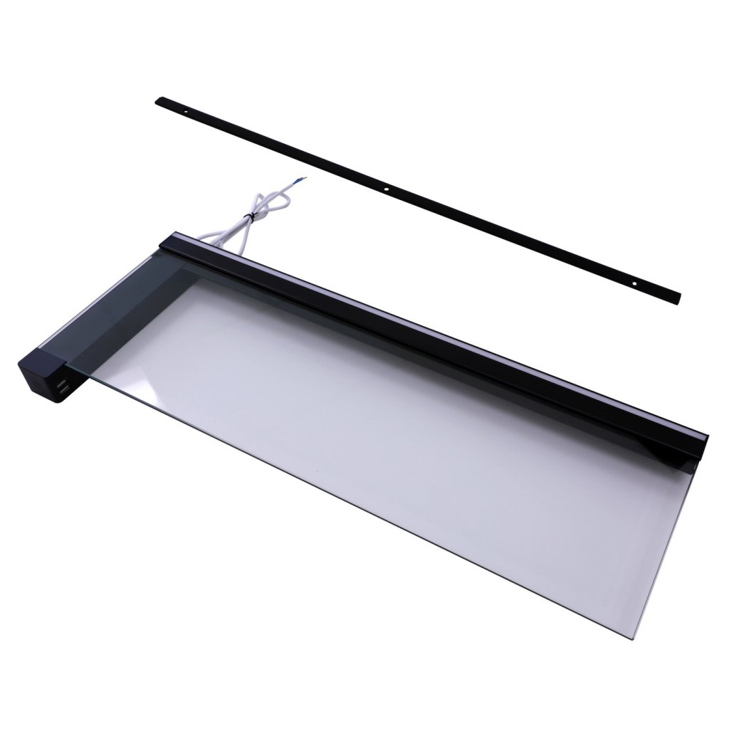 Tablette lumineuse HORIZON avec éclairage led décoratif incluant 2 prises USB 5V-convertisseur intégré