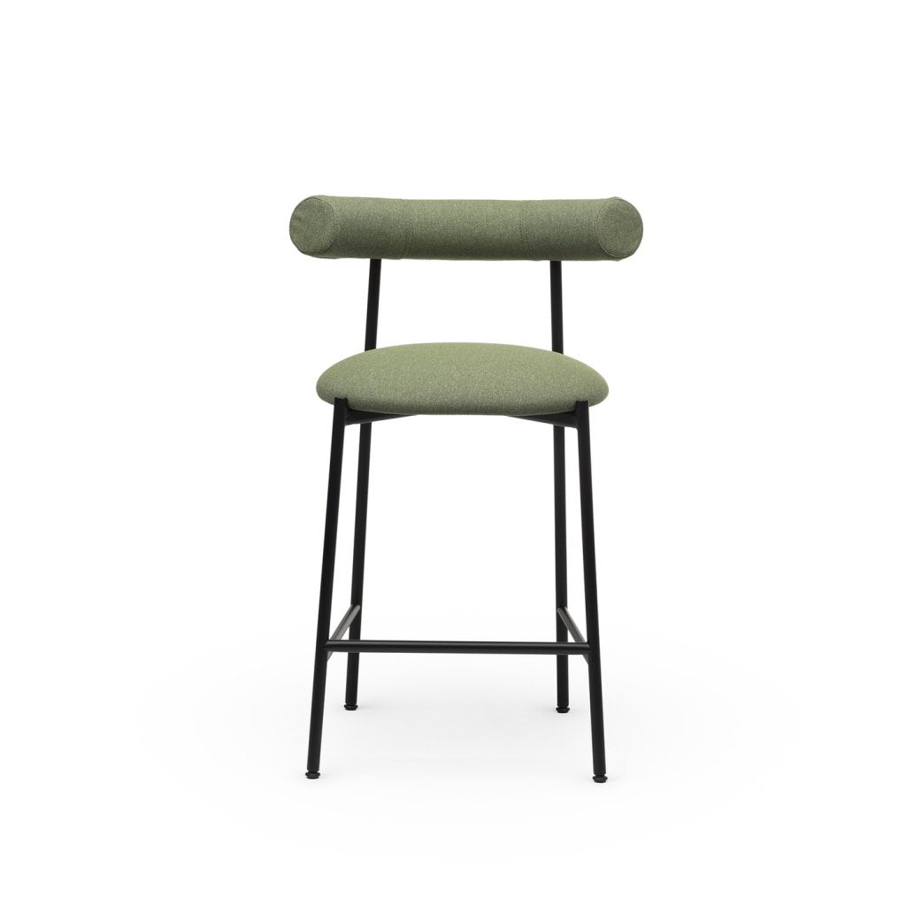 Tabouret bas AVANA-Structure Noire-Assise Avon Vert pin