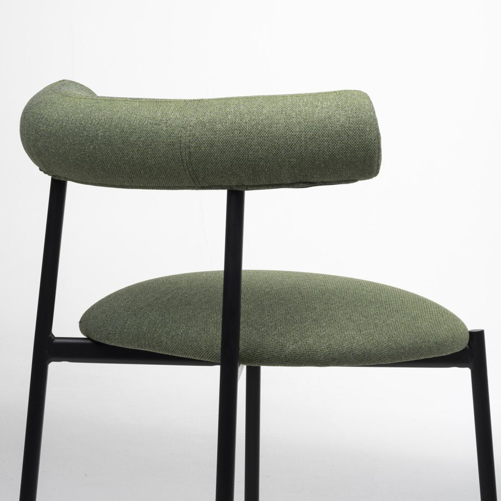 Tabouret bas AVANA-Structure Noire-Assise Avon Vert pin