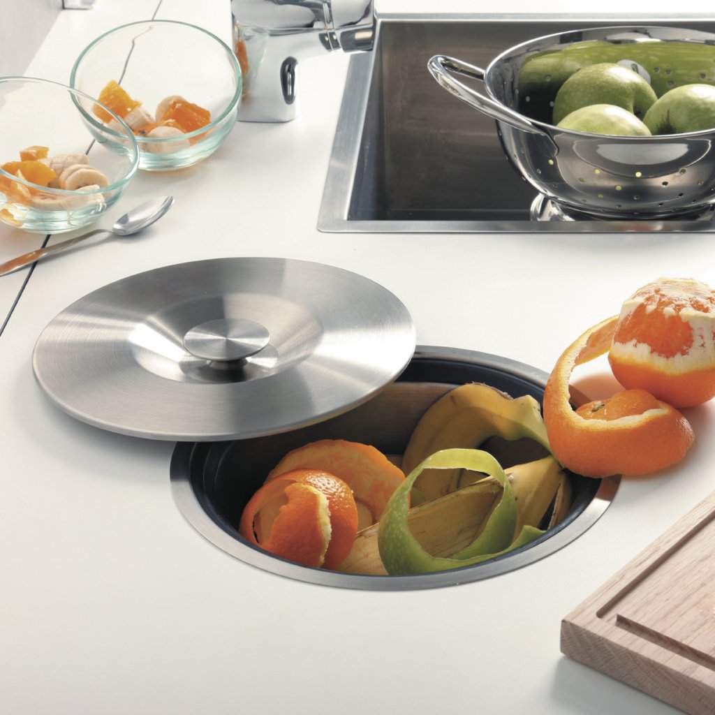 Vide-déchets en inox version seau de 10L en inox - diamètre 250mm