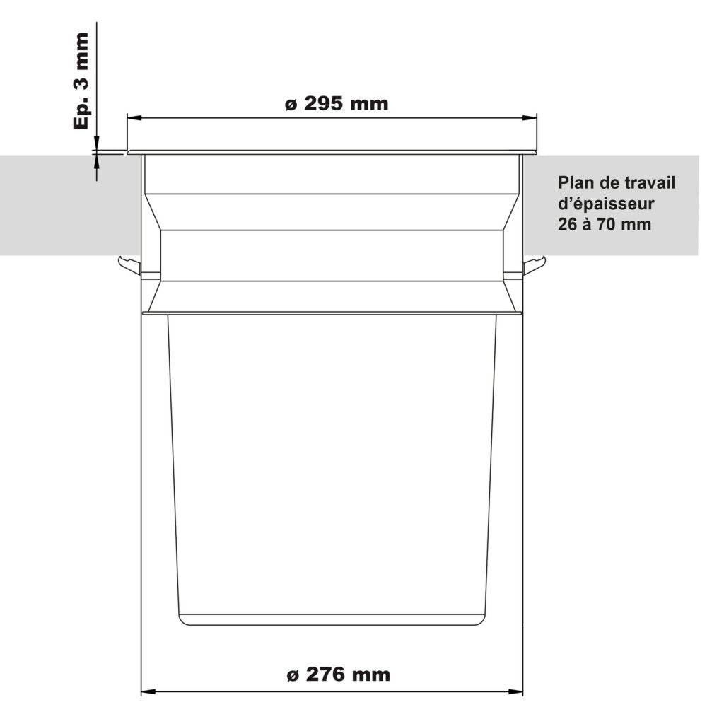 Vide-déchets noir version seau de 13L de diamètre 295mm