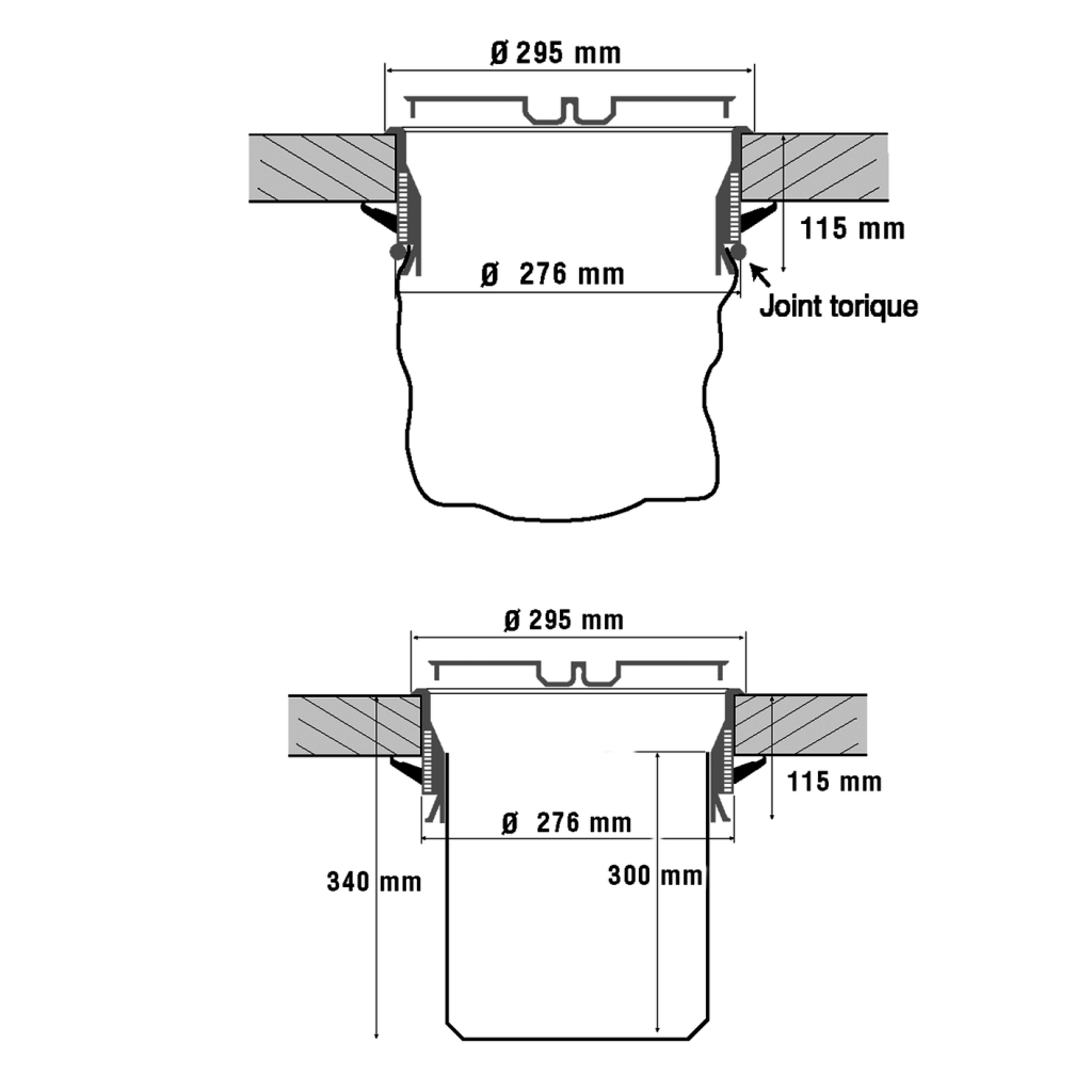 Vide-déchets noir version seau de 13L de diamètre 295mm