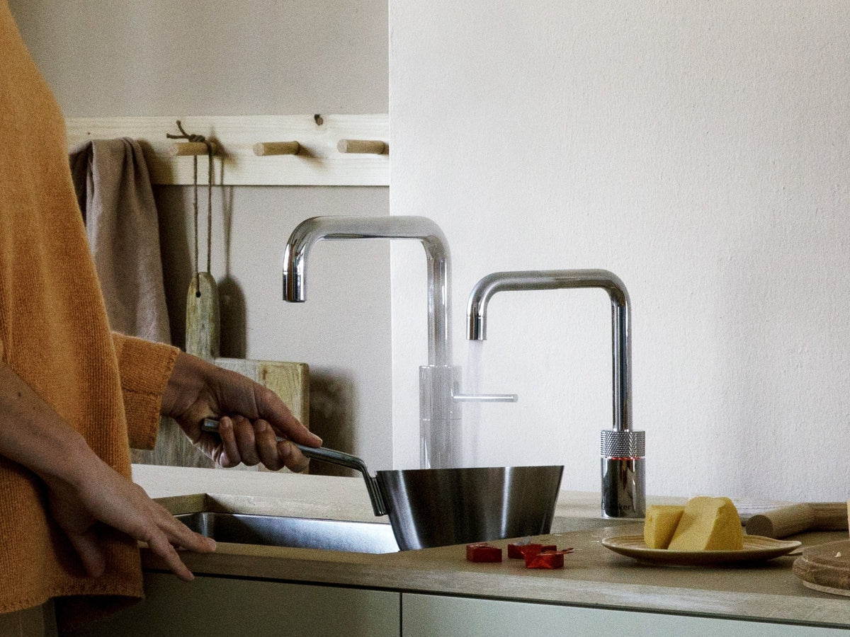 Quooker Nordic Square Twintaps Chrome – robinet eau bouillante 100 °C et mitigeur