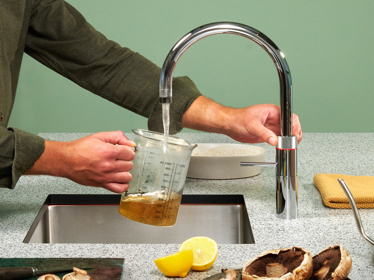 Mitigeur Quooker Fusion Round Chrome en situation dans une cuisine