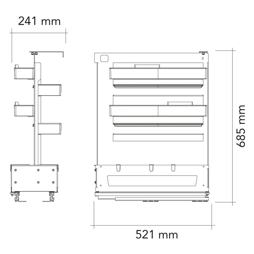 Aménagement Sous-chef C34 - détail bacs amovibles