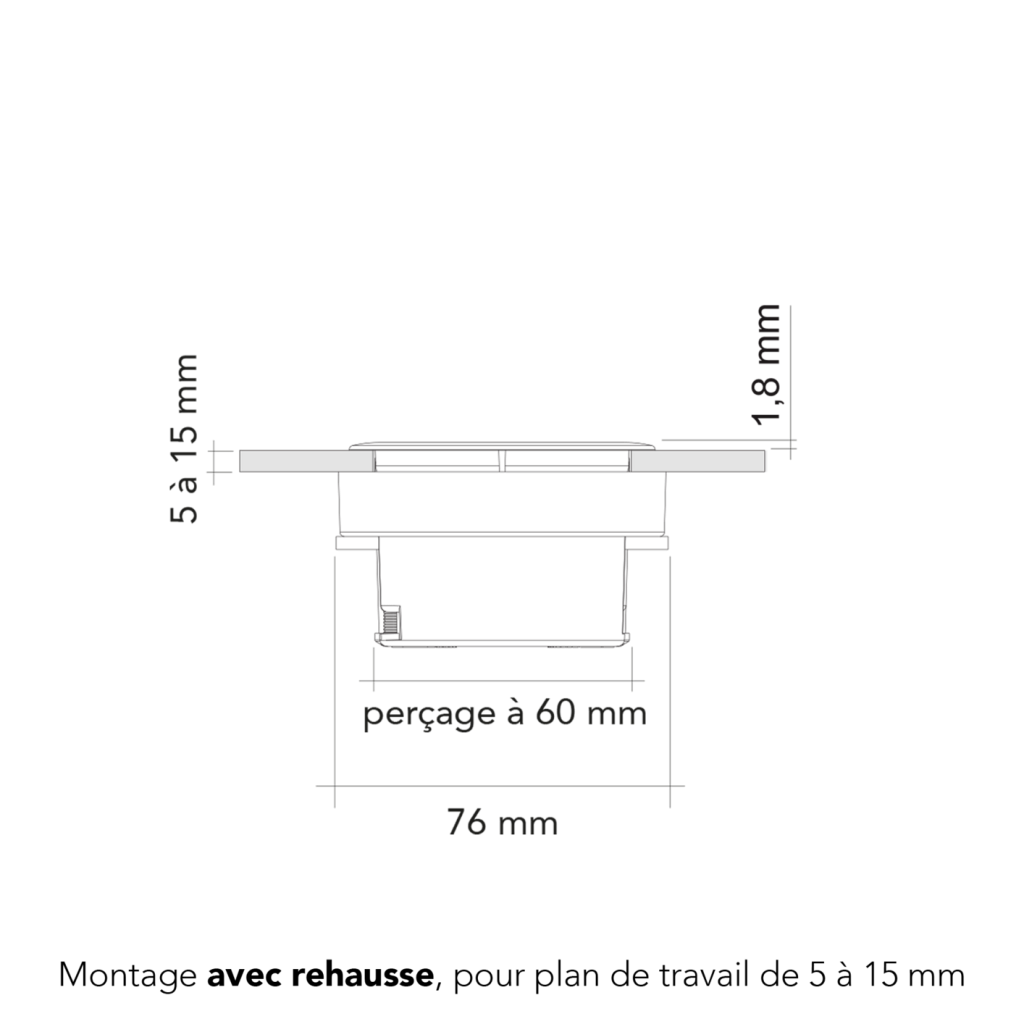 Bloc 2 prises EIGHT affleurant à encastrer dans un plan de travail de 5 à 40mm - finition cuivre mat - 16A - 230V - 2P+T