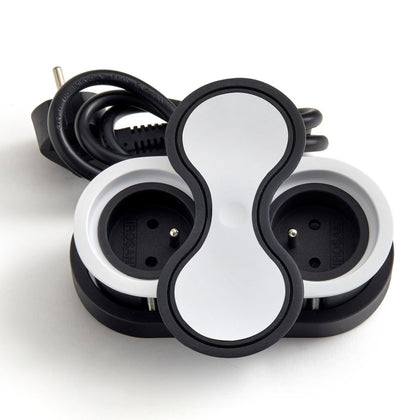 Bloc 2 prises EIGHT IP44 affleurant à encastrer dans un plan de travail de 5 à 40mm - finition blanc mat - 16A - 230V - 2P+T