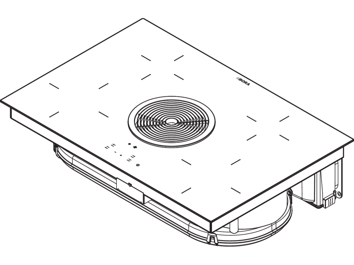 Schéma technique en perspective de la table BORA Basic BHU