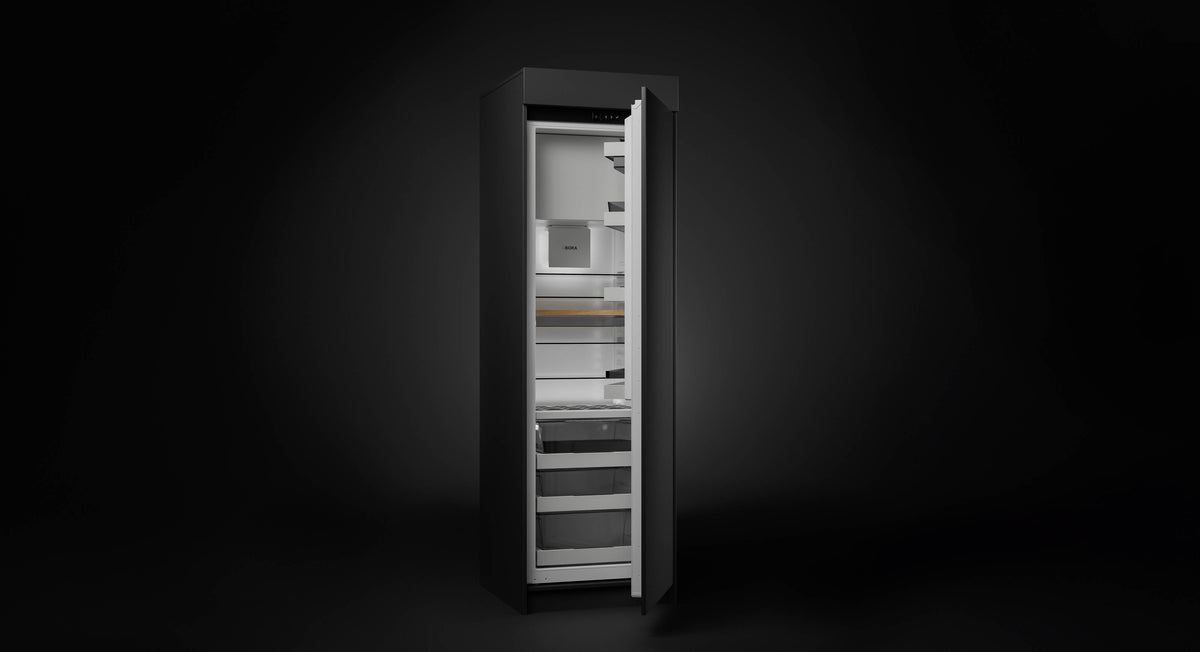 Réfrigérateur encastrable BORA Cool C178KGF avec compartiment de congélation, porte entrouverte