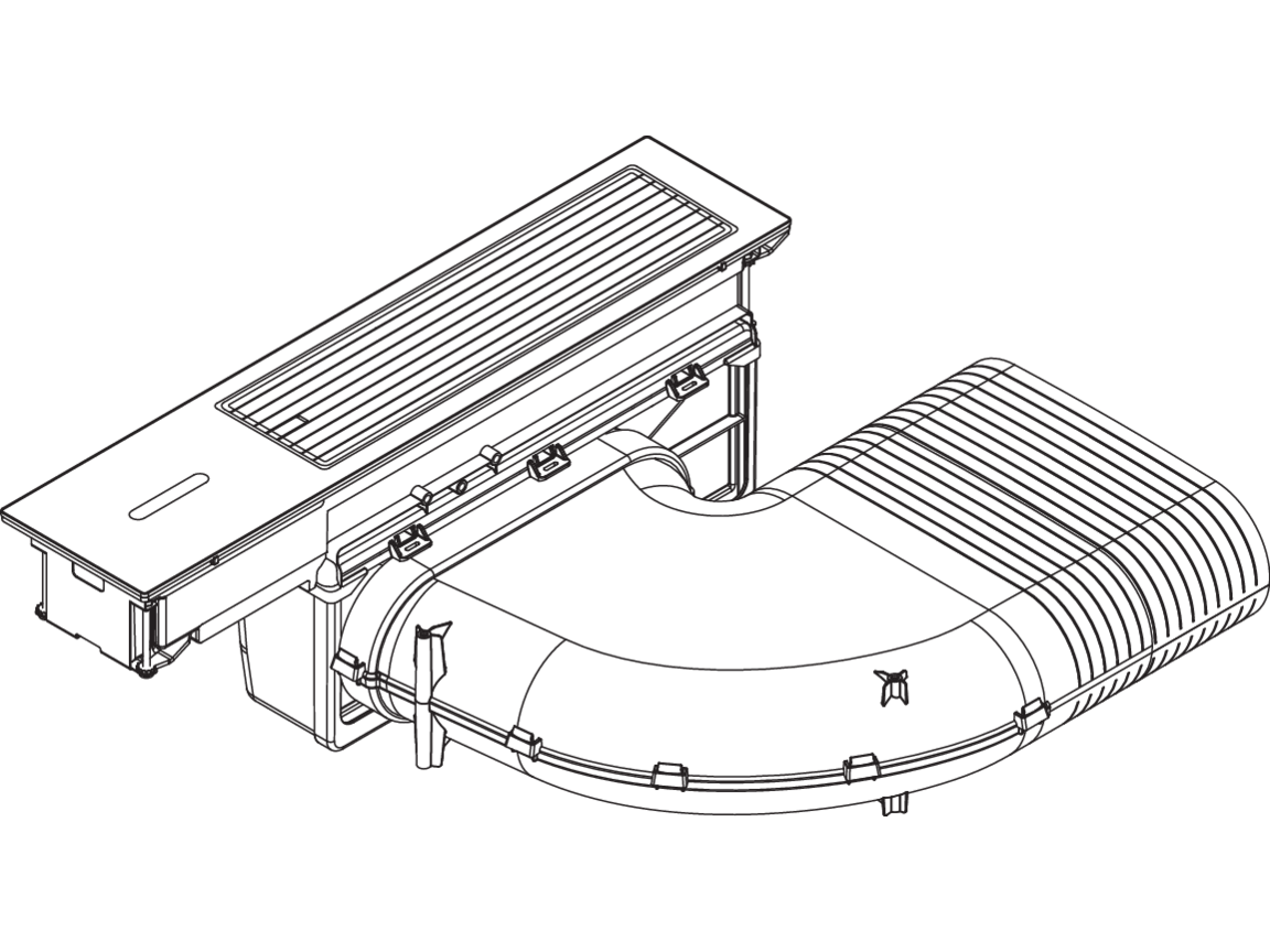 Dessin technique du dispositif aspirant BORA Classic 2.0 en perspective