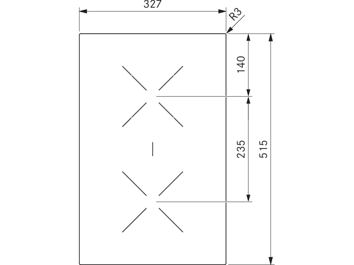Dessin technique de la table HiLight BORA Classic 2.0 CKCB vue de dessus