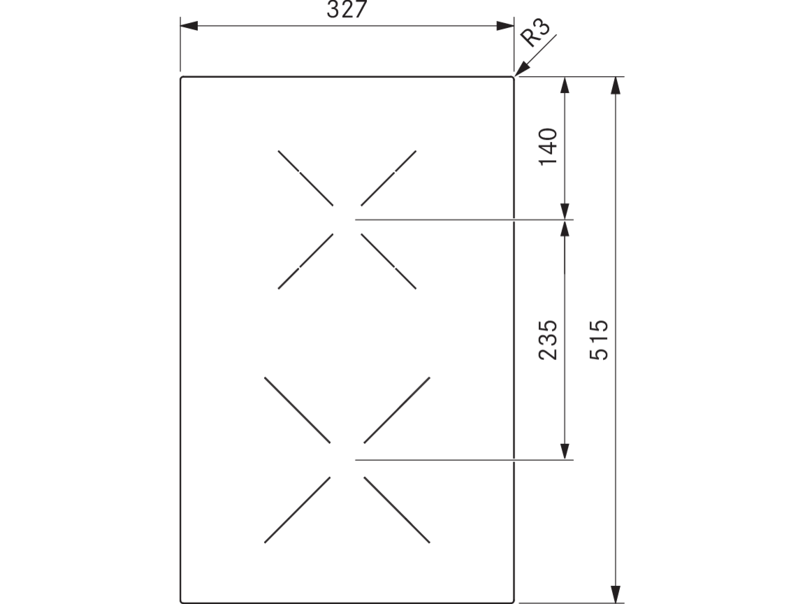 Dessin technique de la table Hyper BORA Classic 2.0 CKCH vue de dessus