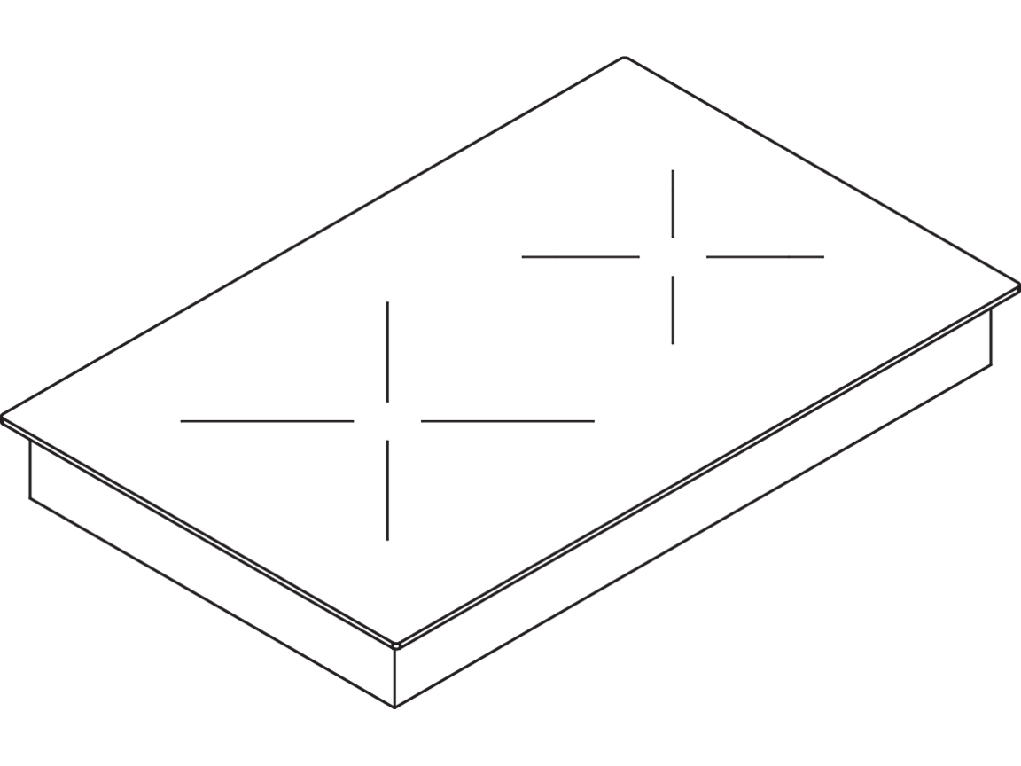 Dessin technique de la table induction BORA Classic 2.0 CKI en perspective
