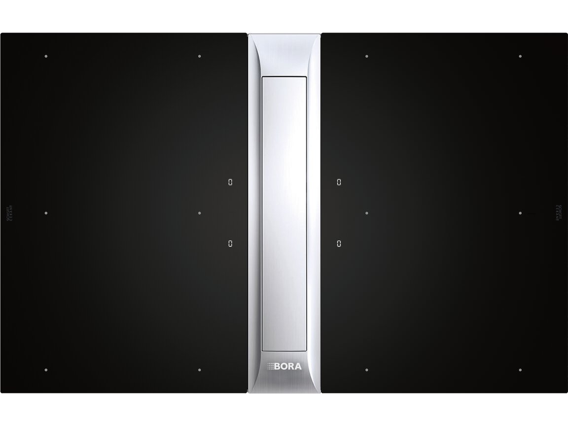 Set BORA Professional 3.0 PKAS3FIR : dispositif aspirant inox entre deux tables à induction mates