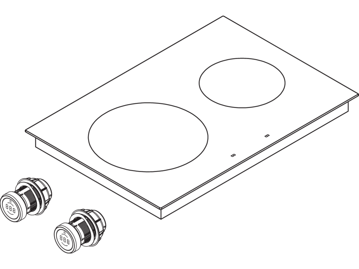 Schéma isométrique de la table à induction BORA Professional 3.0 PKI3