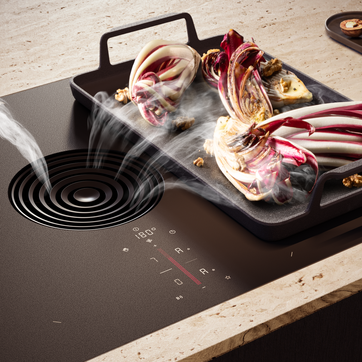 Radicchio saisi sur la plaque à griller BORA avec la fonction Fry du M Pure Rough