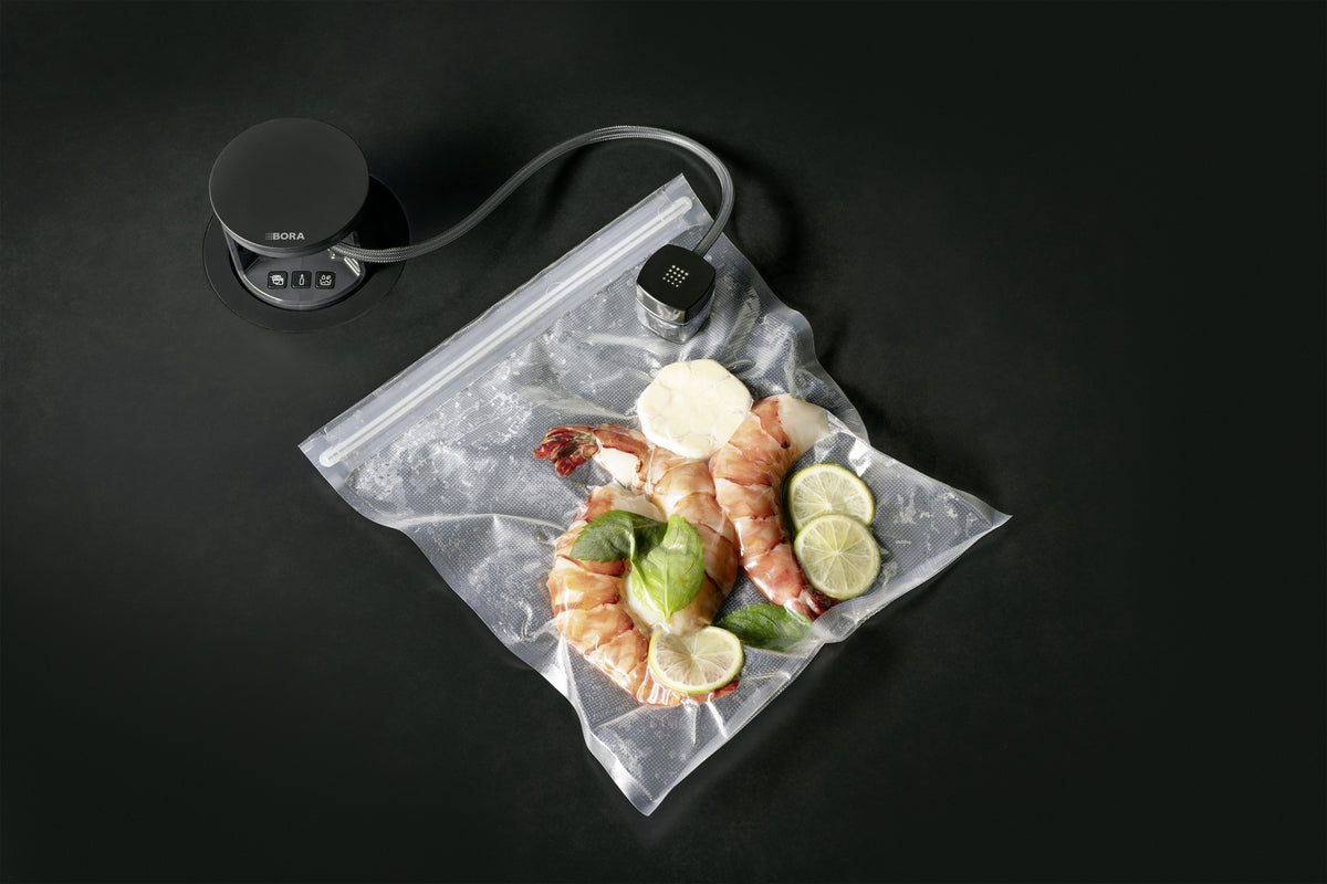 Crevettes mises sous vide avec le BORA QVac