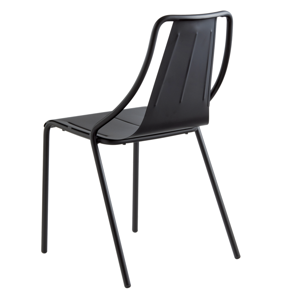 Chaise acier LOLA, acier laqué noir, structure en acier laqué noir