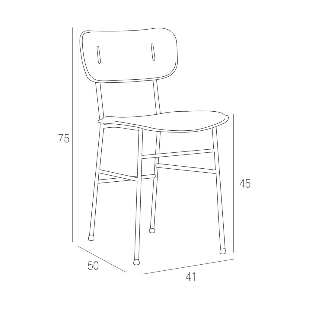 Chaise PLUM-Structure noire-Dossier et assise bois teinté naturel