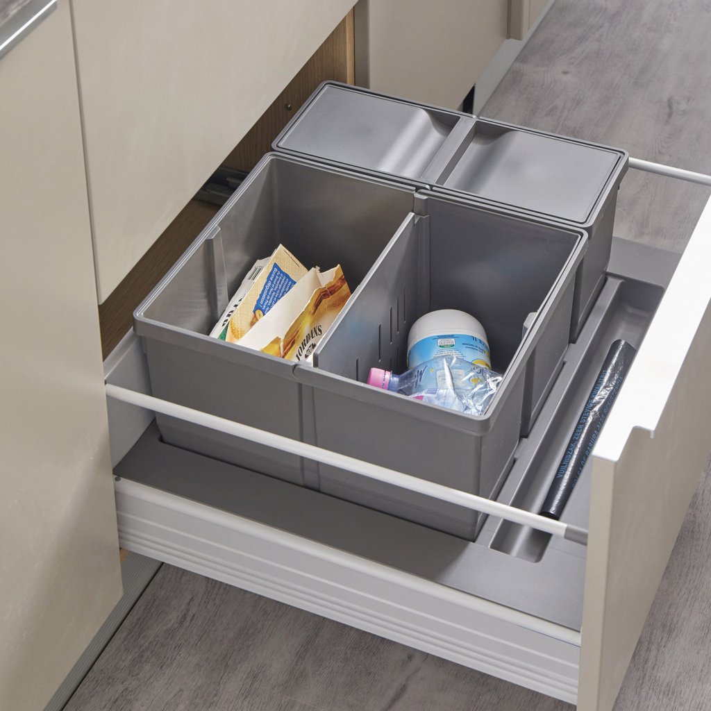 Collecteur composé de 2 seaux avec couvercles : 1 x 26L + 1 x 11L - pour tiroir de 600mm - H. 277mm - MSA 4937