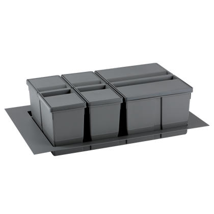 Collecteur composé de 3 seaux avec couvercles : 1 x 20L + 2 x 9L et d'1 séparateur de bac - pour tiroir de 800mm - H. 209mm - MSA 4938
